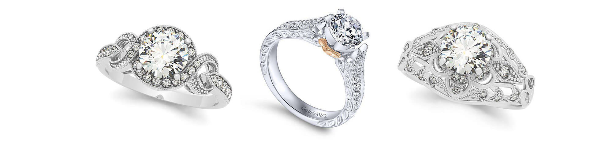Three different silver diamond rings
